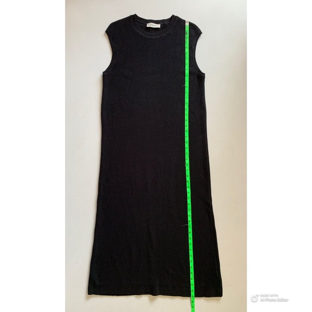 Everlane Size XL Black Midi Dress in Everyday Cotton Ribbed Knit NWOT - Picture 15 of 16
